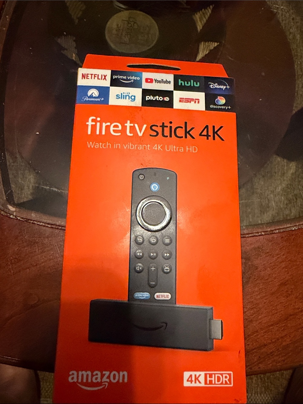 Amazon Fire TV Stick 4K HDR – Black with Orange Box